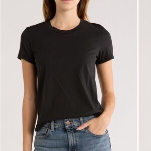 James Perse COTTON CREPE TEE Black Crewneck Modal Short Sleeve Sz 0 XS NEW